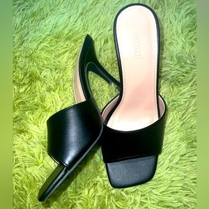 Faux Black Leather Stiletto Heels